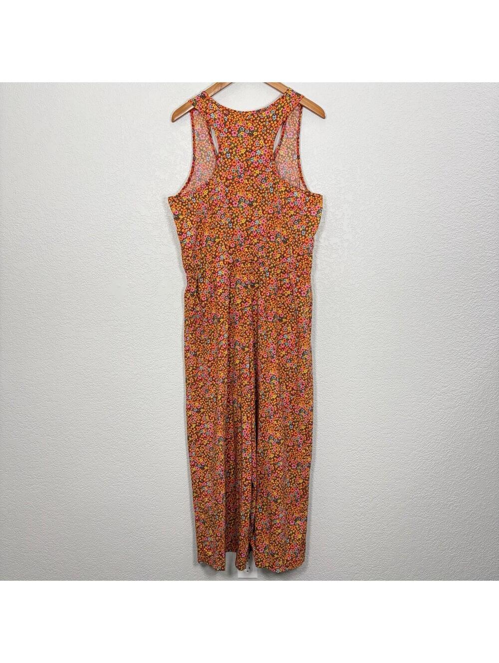 TOAD&CO Women’s L Floral Print Jumpsuit Sleeveless Wide Leg Boho Cottagecore - Picture 4 of 11